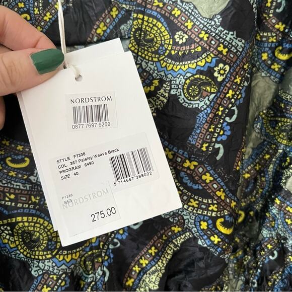Ganni Mosaic Print Long Sleeve Deep V-Neck Blouse - Picture 6 of 10